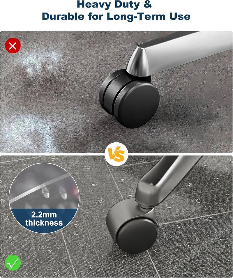 FURKIT 46"x 60" Clear Office Chair Mat for Carpet, Anti-Scratch Durable Plastic Desk Chair Mat for Rolling Chairs, Waterproof Non-Slip Carpet Protector Mat for Work, Game, Home Office - Image 4